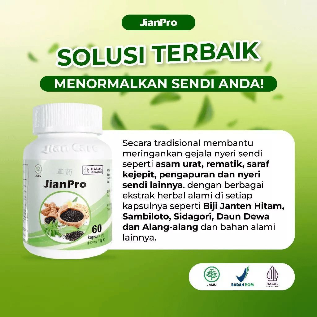 Jian Care Jianpro - Kapsul Herbal Cina untuk Encok dan Pegal Linu isi 60 Kapsul Jianpro