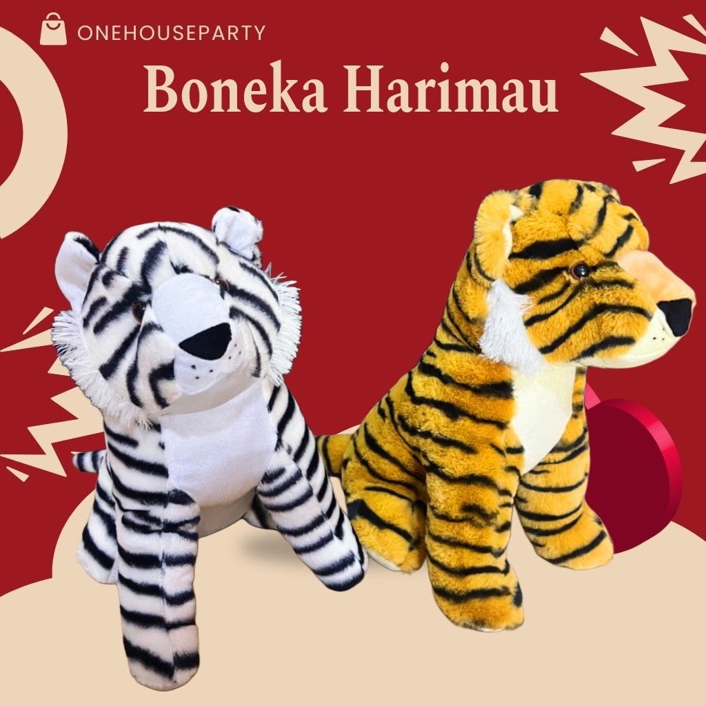 Boneka Harimau putih orange macan tutul singa duduk korea import boneka karakter kucing hutan lucu S