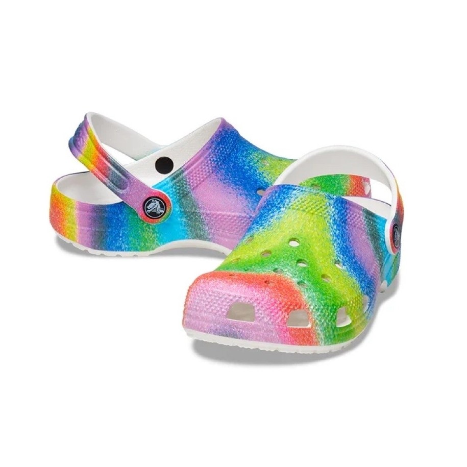 PRELOVED - Crocs Classic Spray Dye Clog Toddler - White/Multi  size USC10
