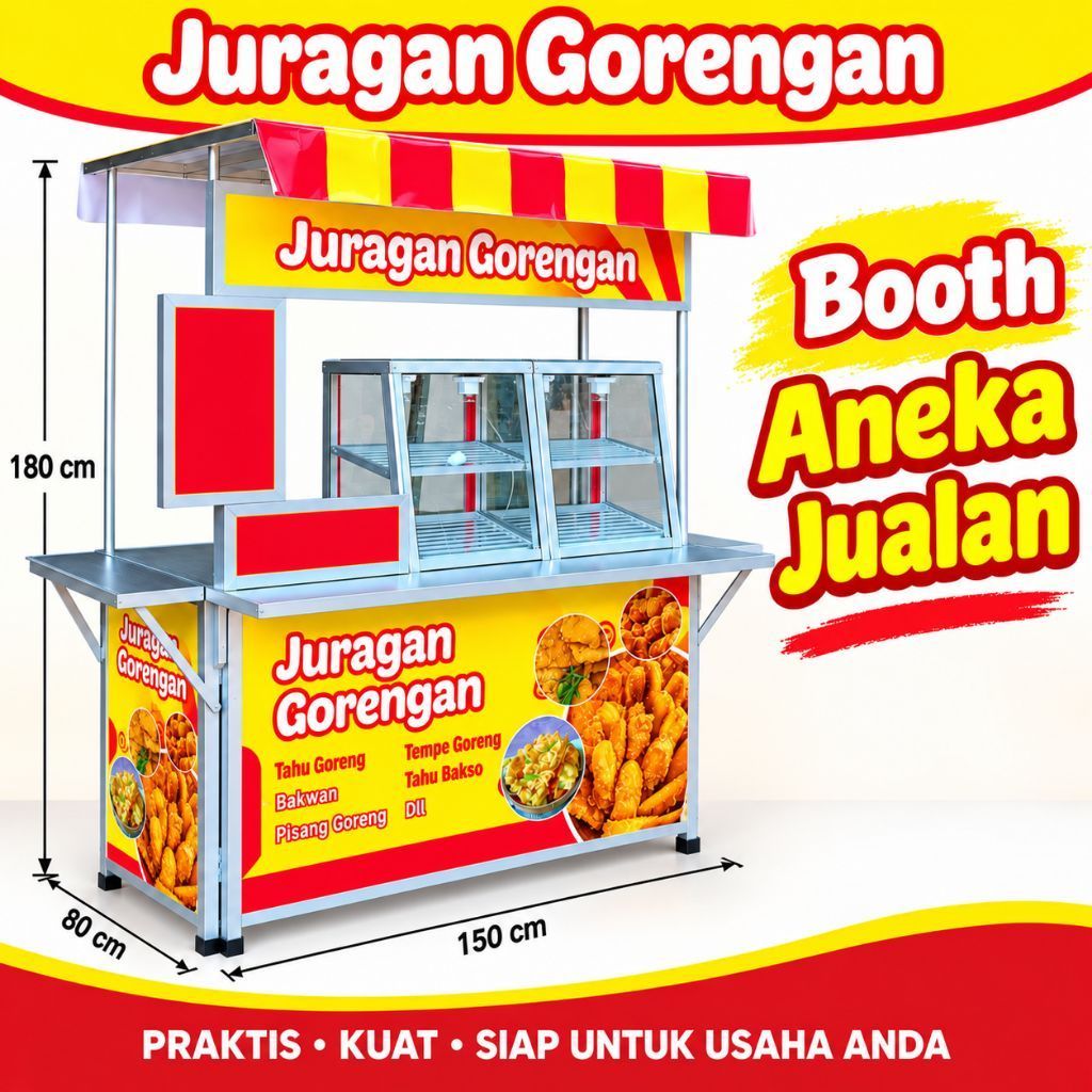 Booth Portable Jumbo + Etalase 2 Pcs + Bergambar