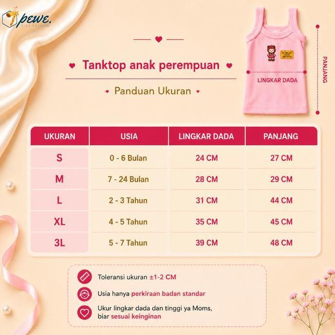 DE54 >> 6 pcs tangtop anak perempuan 4 tahun perempuan / kaos dalam anak perempuan bahan halus / ten