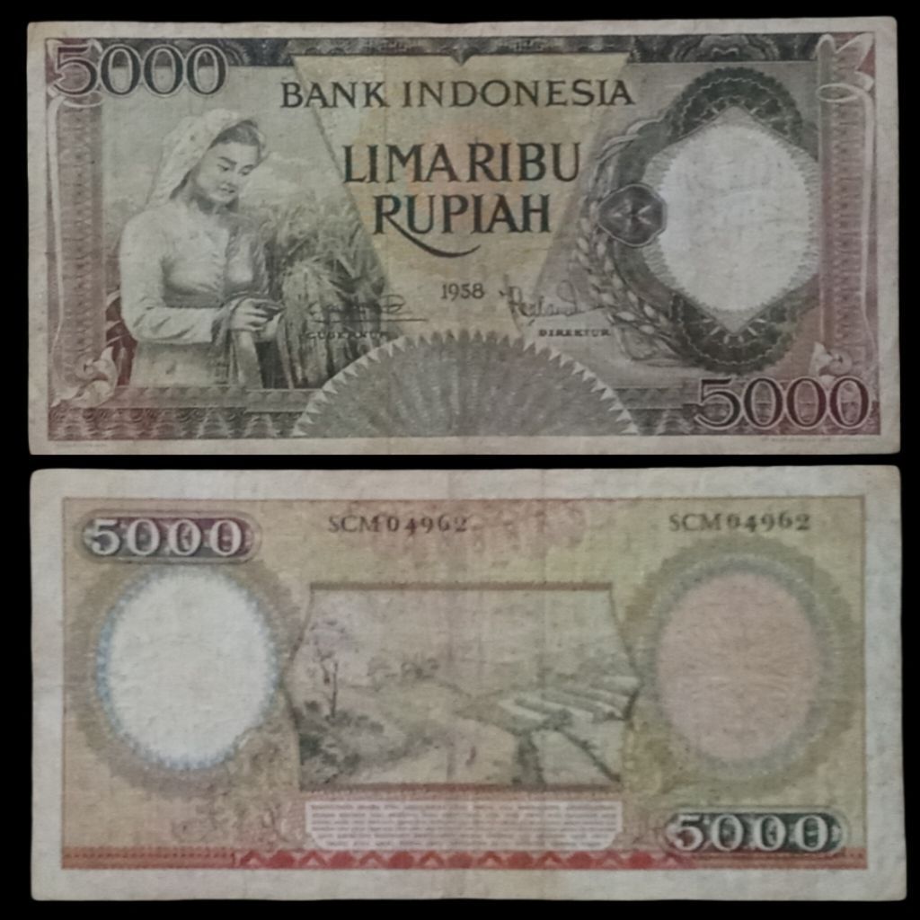 Uang Kuno 5000 Rupiah seri Pekerja Coklat tahun 1958