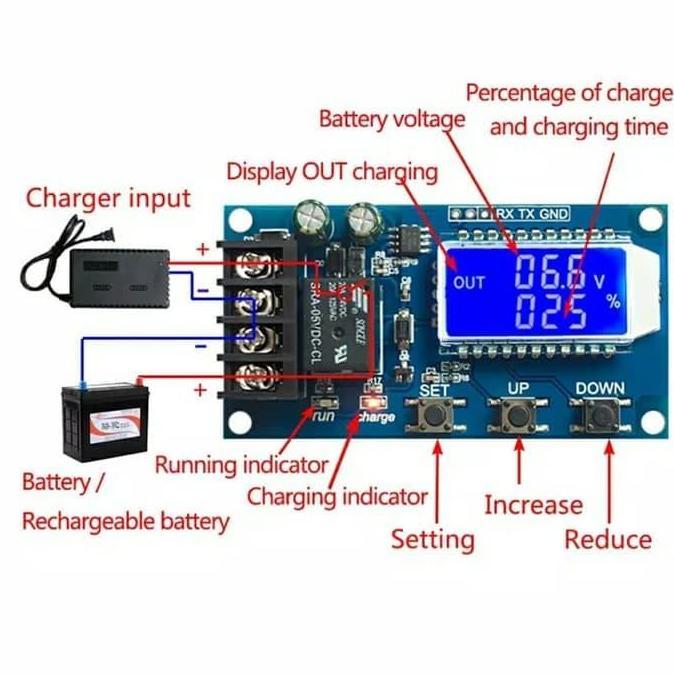 Modul Charger Aki Digital Lcd Display Otomatis Cut Off 10A