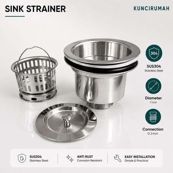 Avur bak cuci piring jumbo Afur saringan pembuangan kitchen sink sus 304