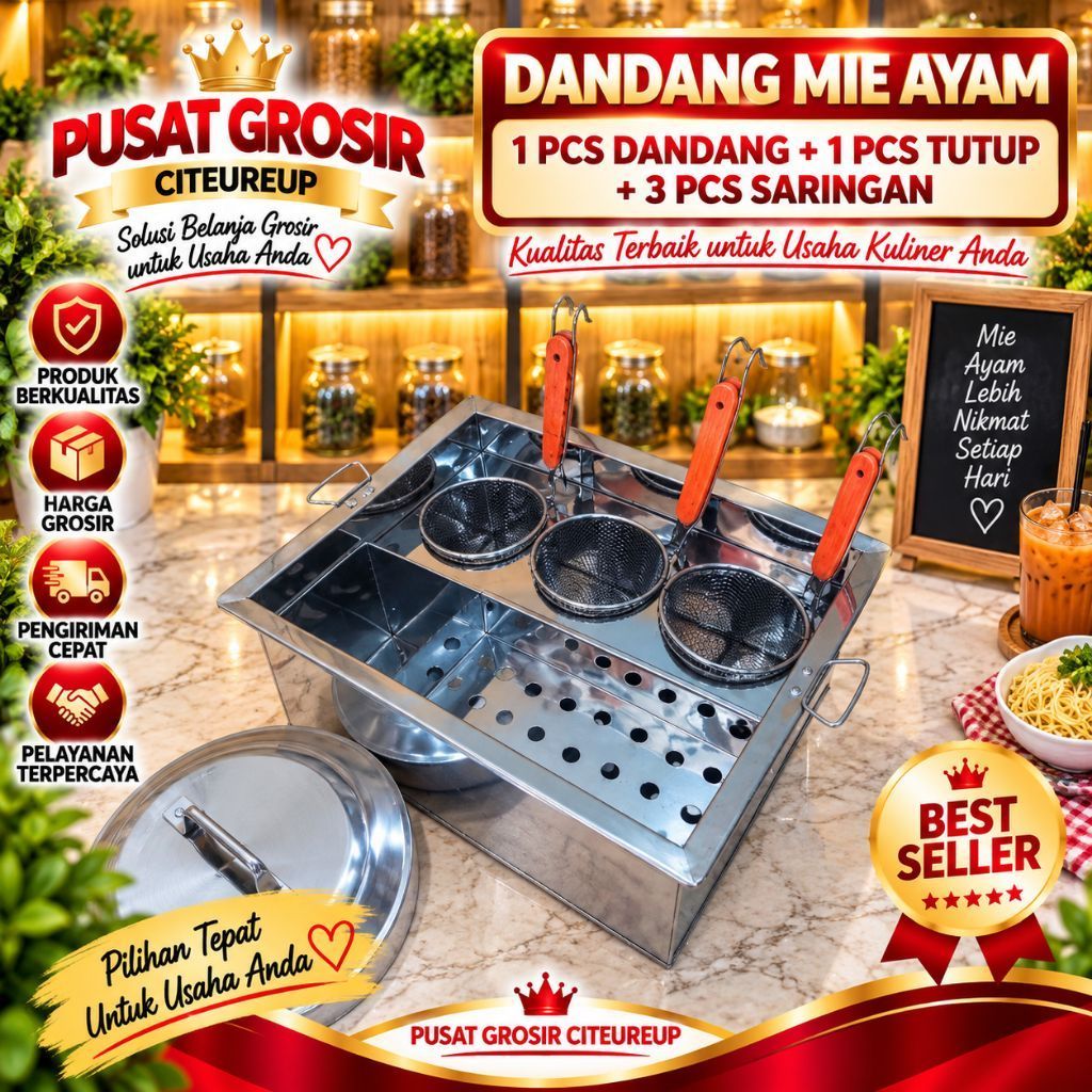 Dandang Mie Ayam Set Lengkap/Panci Mie Ayam/Tong Mie Bakso