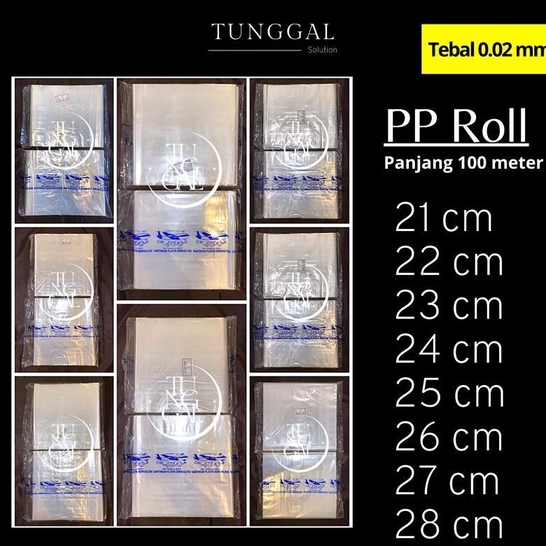 Plastik PP Roll Cap Jet - panjang 100 meter, tebal 0.02 mm. plastik transparan bening; plastik roll 
