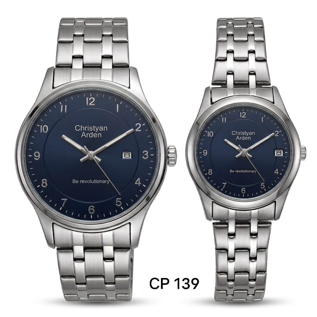 Christyan Arden Premium Biru, Jam Tangan Couple + Free Box, - Rantai, Tahan Air, Stainless Stell, An