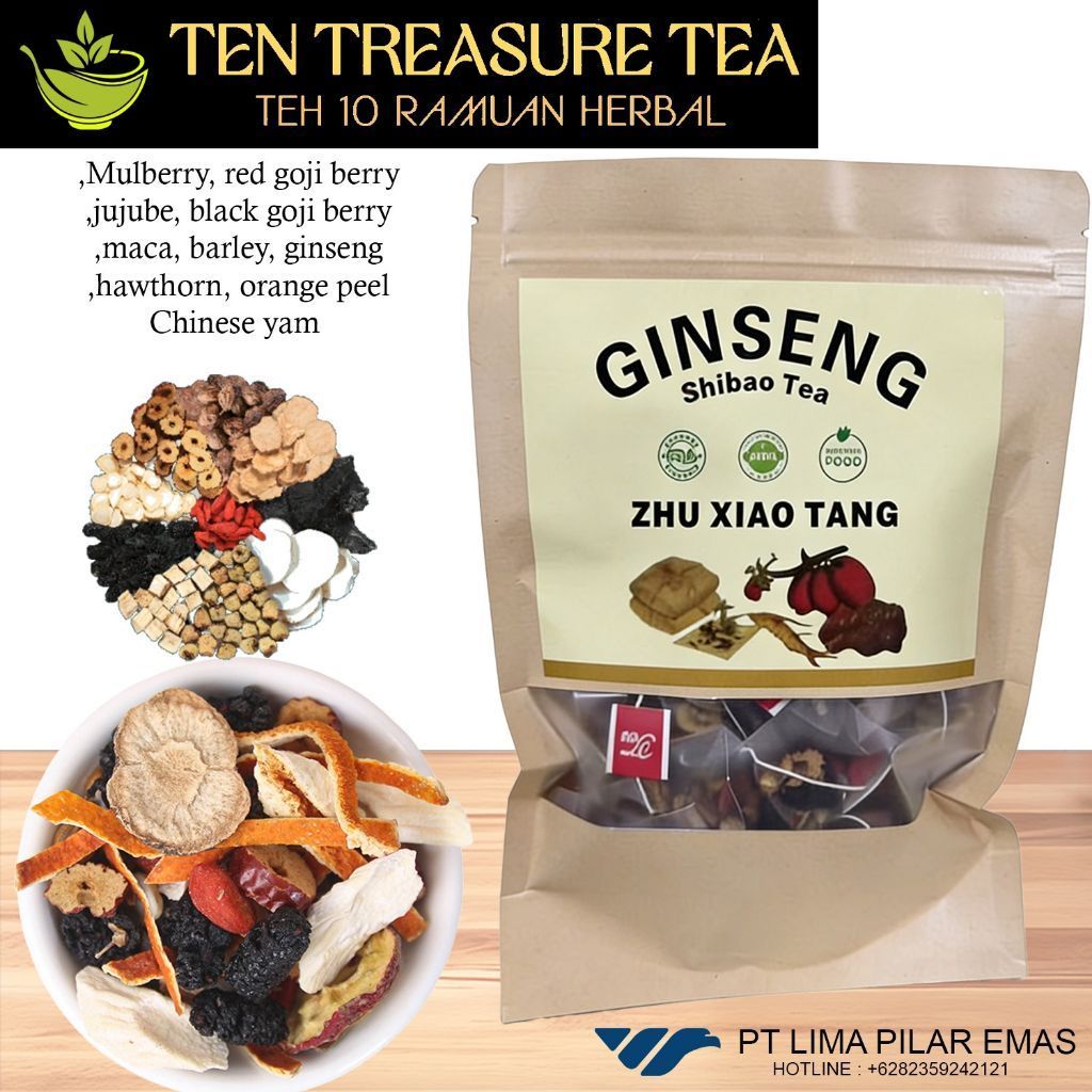 Teh Ginseng 10 Bahan Herbal (10 Treasure Ginseng Tea) Kualitas PREMIUM : Kombinasi Mulberry, red goj