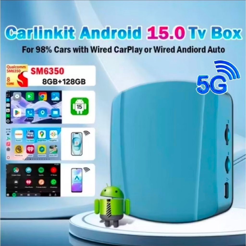 Carlinkit Tbox Ultra SM6350 5G  Android OS 15 Wireless Carplay Android Auto, Car Streaming Box 8+128
