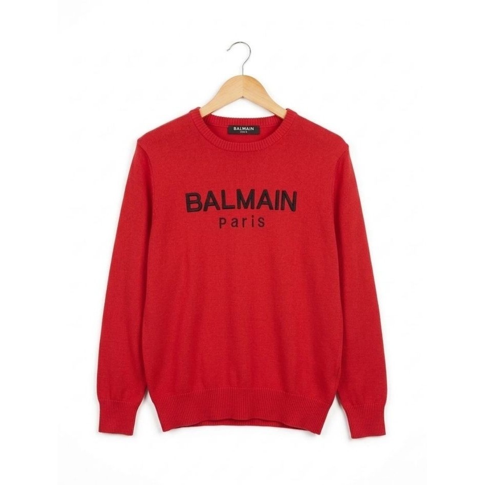 Sweater Rajut Merah Balmain Paris Style