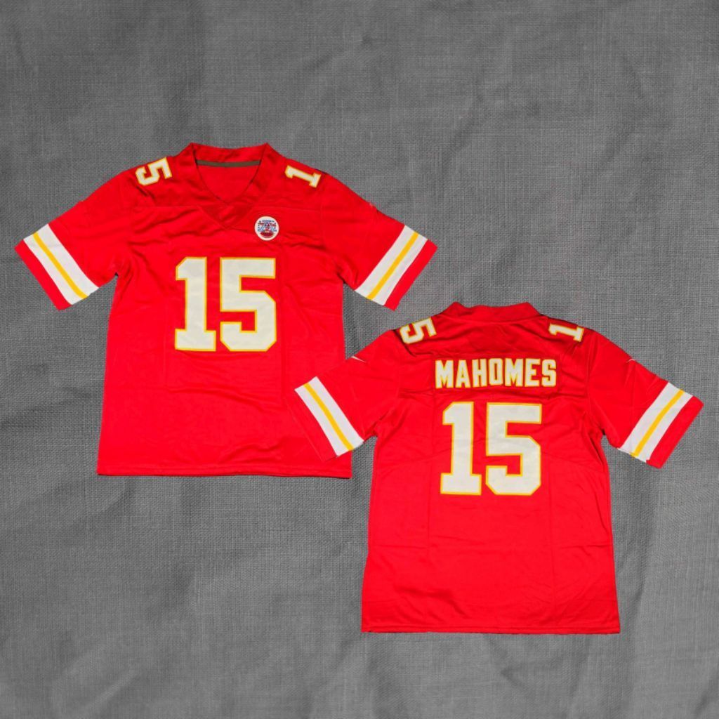 BORDIR Baju Jersey Rugby American Football Patrick Mahomes Kansas City Chiefs Merah