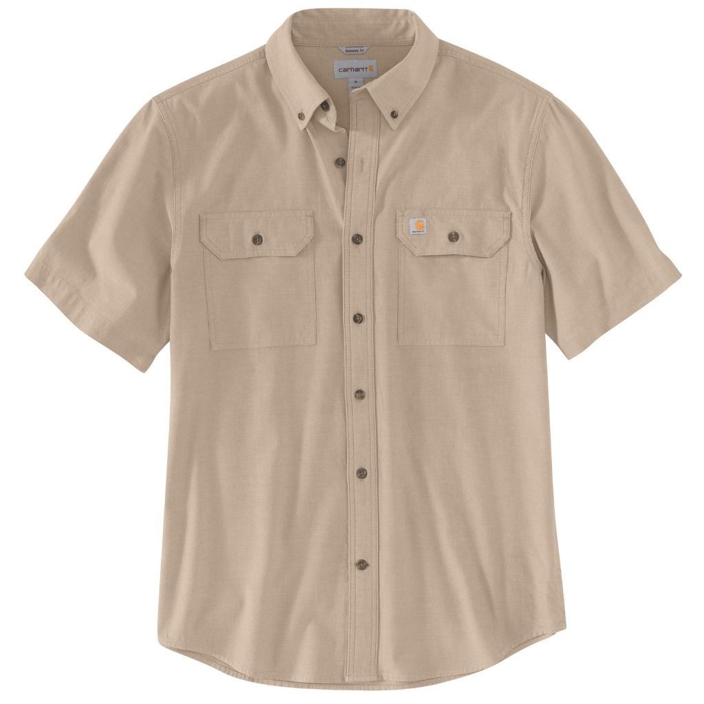 Baju Kemeja Lengan Pendek Carhartt 104369 Original Fit Midweight Shirt Dark Tan Chambray - Small Loo