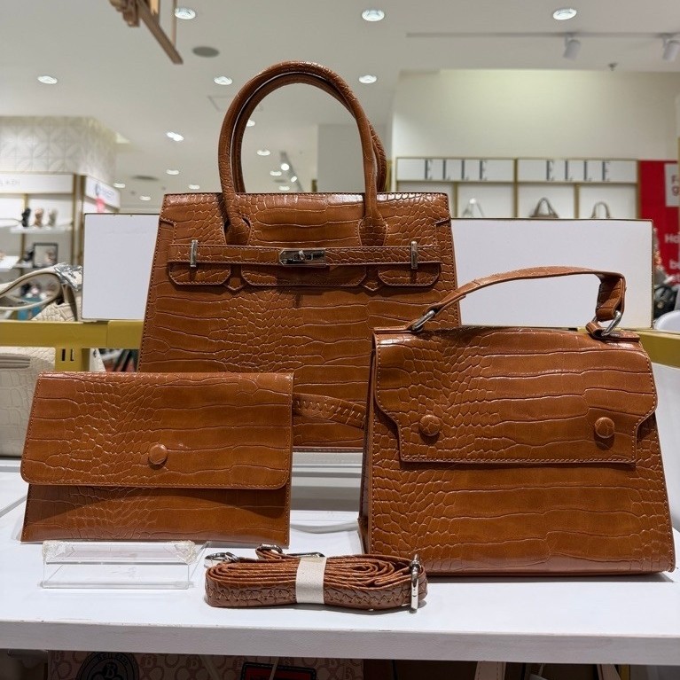 Tas Wanita Handbag 3 in 1 Bellezza 25161 Original Depstore Ori Mall Tas Jinjing Selempang Croco Glos