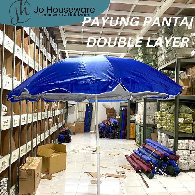 Payung pantai double layer bulat / Tenda cafe jualan / Payung tenda