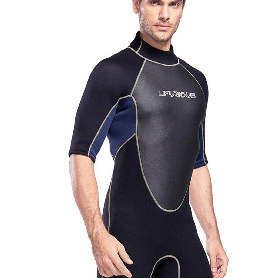 wetsuit 3mm pria lengan pendek 3/4 neoprene