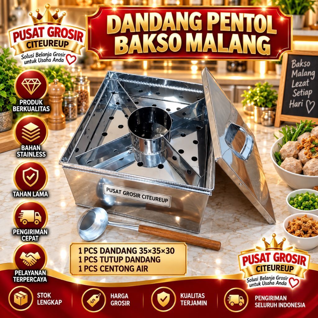 Dandang Bakso Malang/ Panci Mie Ayam Pentol Bakso / Tong Bakso