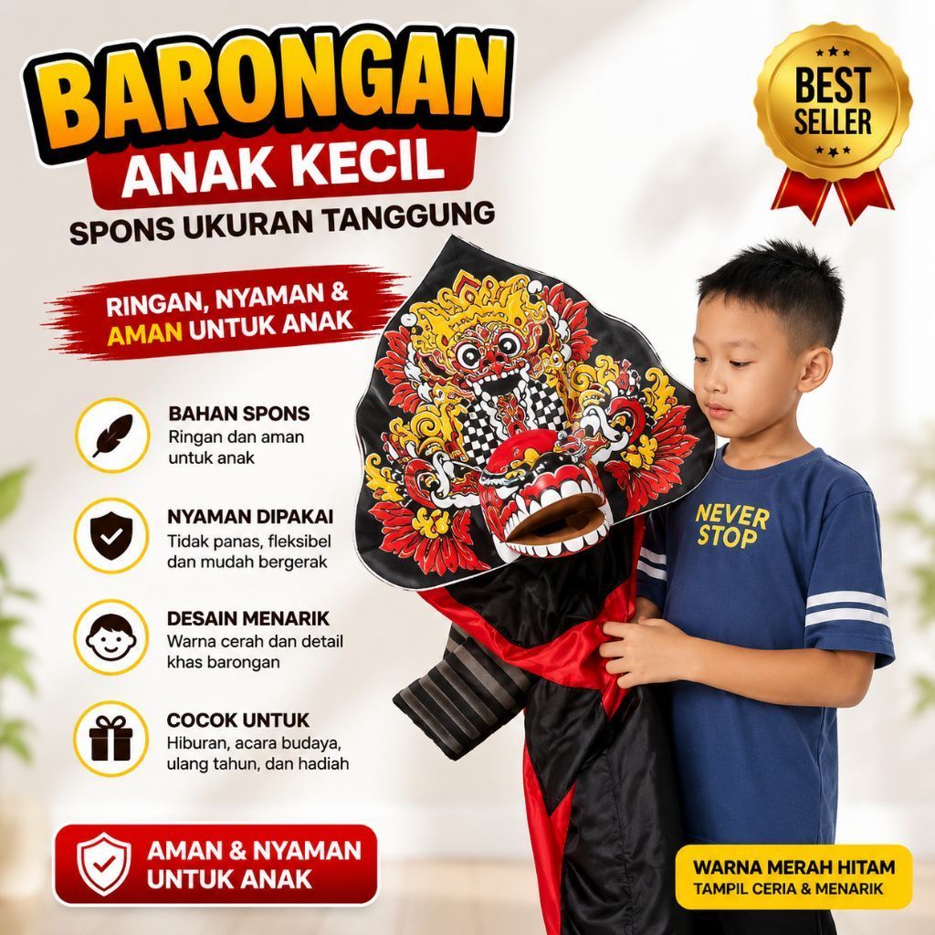 Barongan Anak Jumbo Spon Motif Kayu Devil Caplokan Reog Ponorogo Anak TK SMP
