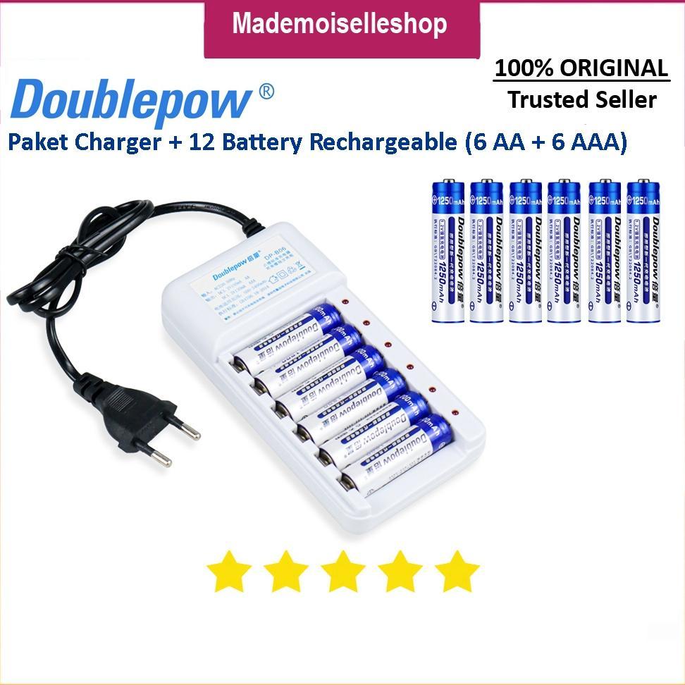 Doublepow Paket  Battery & Charger AA DP-B06 + 12 Battery  Rechargeble (6 AA 1200mAH + 6 AAA 1250mAH