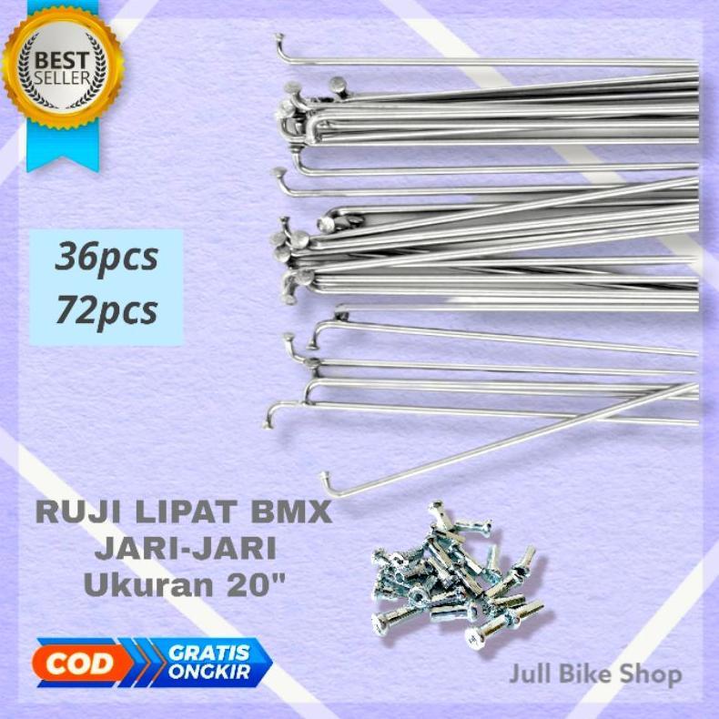 bahandy jari jari sepeda 20 silver murni velg lipat chrome 187 mm bmx set ban ruji spoke viral