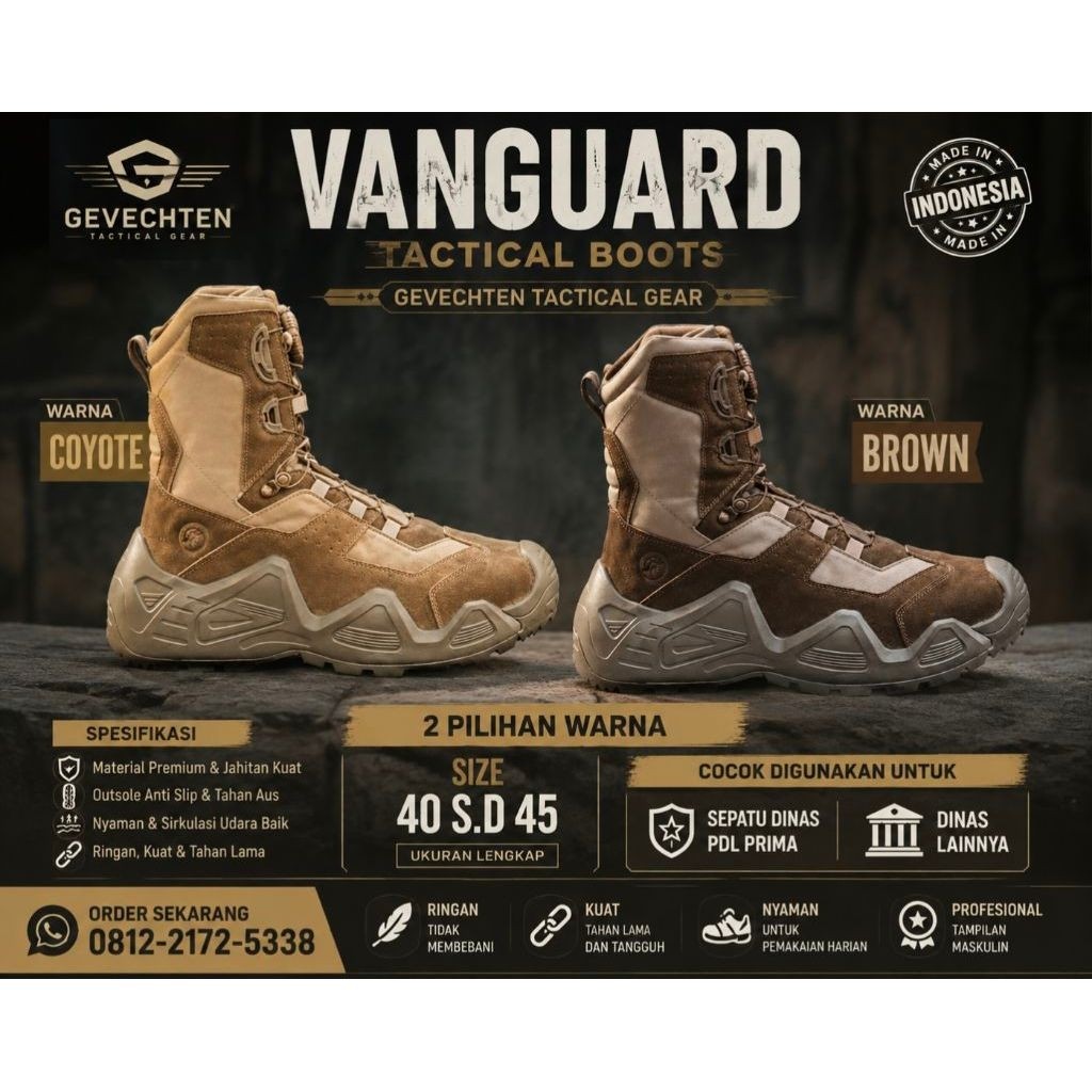 SEPATU PDL VANGUARD COYOTE BROWN GEVECHTEN BOOTS