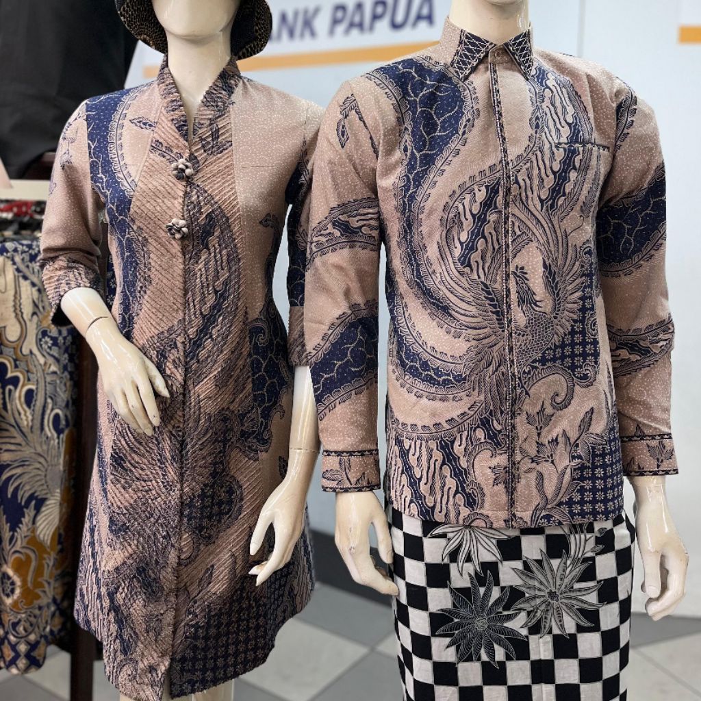 COUPLE BATIK BAHAN DOBY JAHITAN BUTIK SEMI JAS SMOCK-BATIK WANITA DRES BAHAN DOBY JAHITAN PREMIUM BU