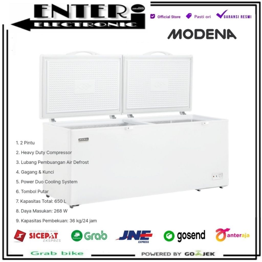 MODENA MD65W - CHEST FREEZER BOX 2 PINTU 650 L MODENA MD65 MD 65W 65 W