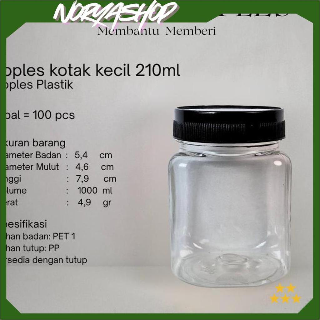 Toples Plastik kotak kecil 210ml/ Jar bumbu dapur, daun teh, jar permen kecil/ lucu, imut, kecil, pa