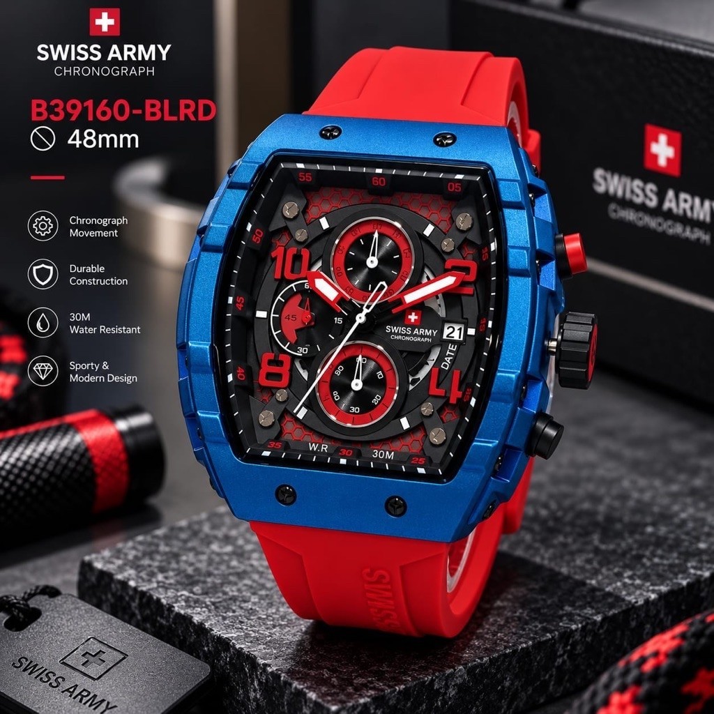 Jam tangan Chronograph - Jam Tangan Pria Chrono Aktif - Tanggal Aktif