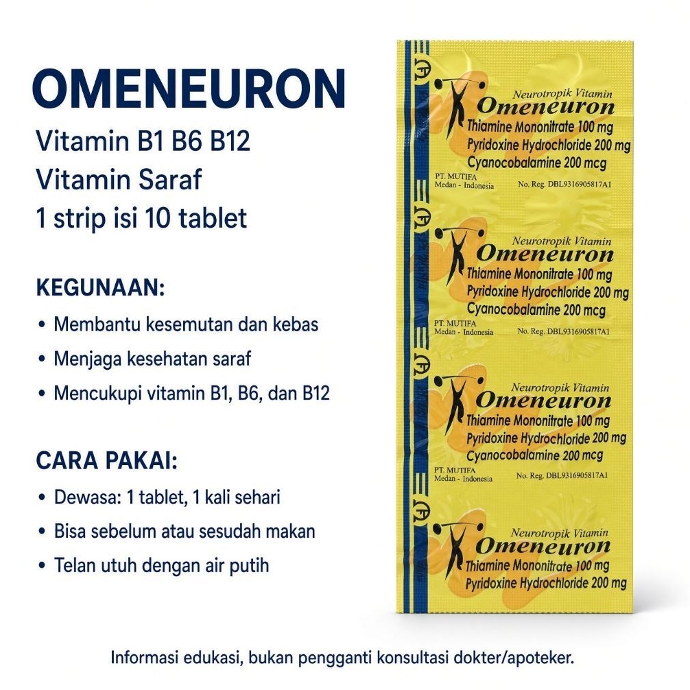 OMENEURON Vitamin B1 B6 B12 - Vitamin Saraf Kebas Mati Rasa Kesemutan & Kesehatan Saraf
