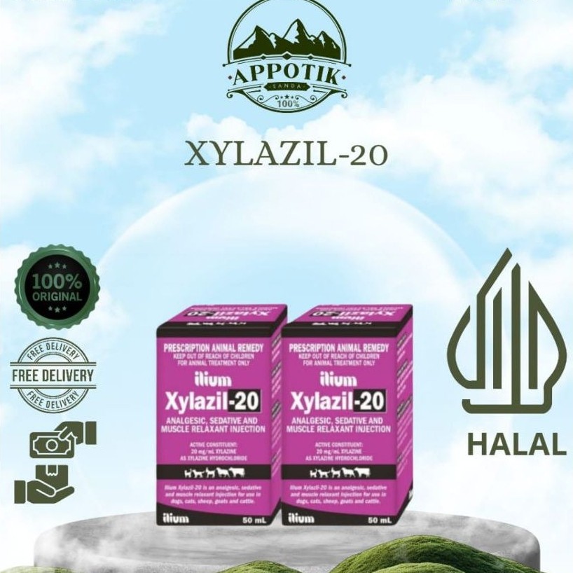 PAKET 6 Xylazil-20 obat injeksi hewan golongan Xylazine 20 mg/ml yang berfungsi sebagai obat penenan