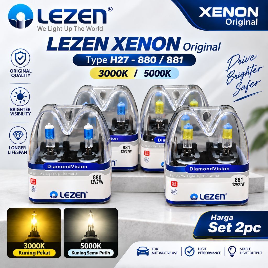 LEZEN Original - Lampu Mobil XENON H27 880 881 - 3000K 5000K