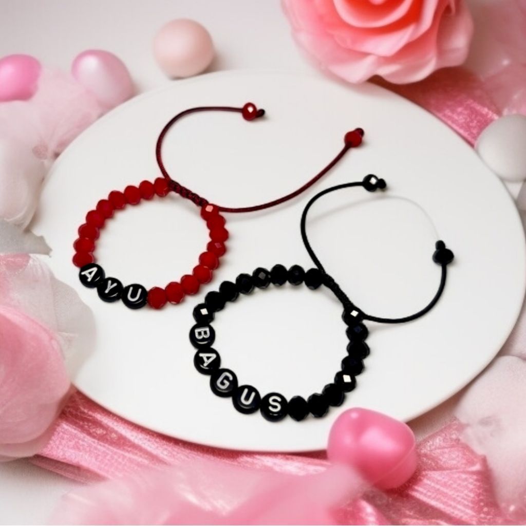 Gelang Nama Anak Ceko Kristal Custom Gelang Nama Bayi Gelang Inisial Anak Perempuan Tali Serut Adjus