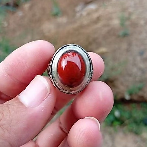 Natural cincin badar besi merah cabe puser bumi size 8