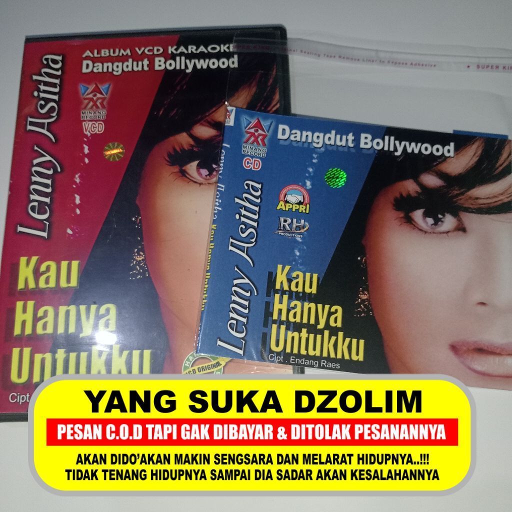 CD + VCD LENNY ASITHA - KAU HANYA UNTUKKU DANGDUT BOLLYWOOD (CD STEREO + VCD KARAOKE SEPAKET DAPAT 2