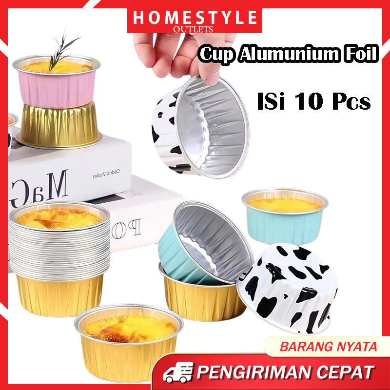 HM- [ ISi 10 Pcs ] Cup Alumunium Foil Cupcake / Kue Cup Aluminium Foil Bisa Dipakai Berulang /10PCS 