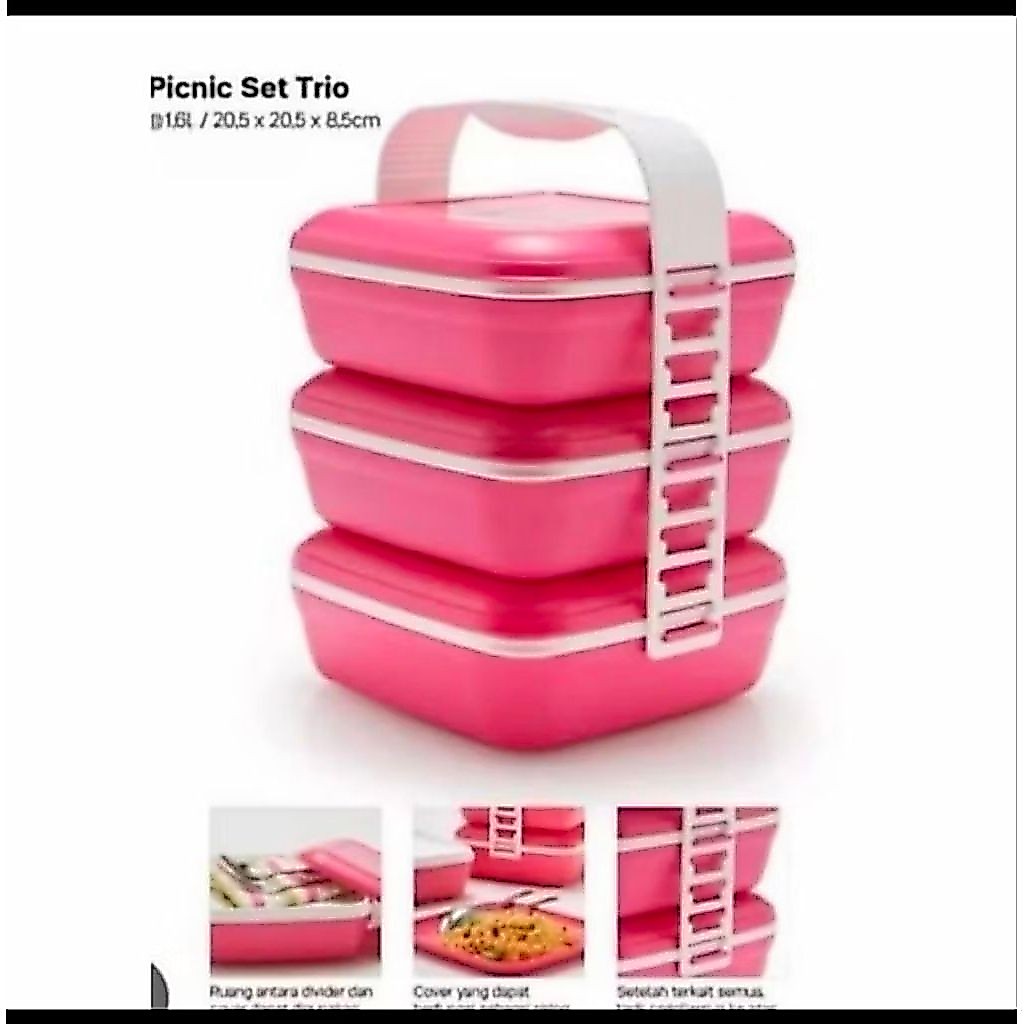 Tupperware Rantang Picnic Set Trio Pink Ori