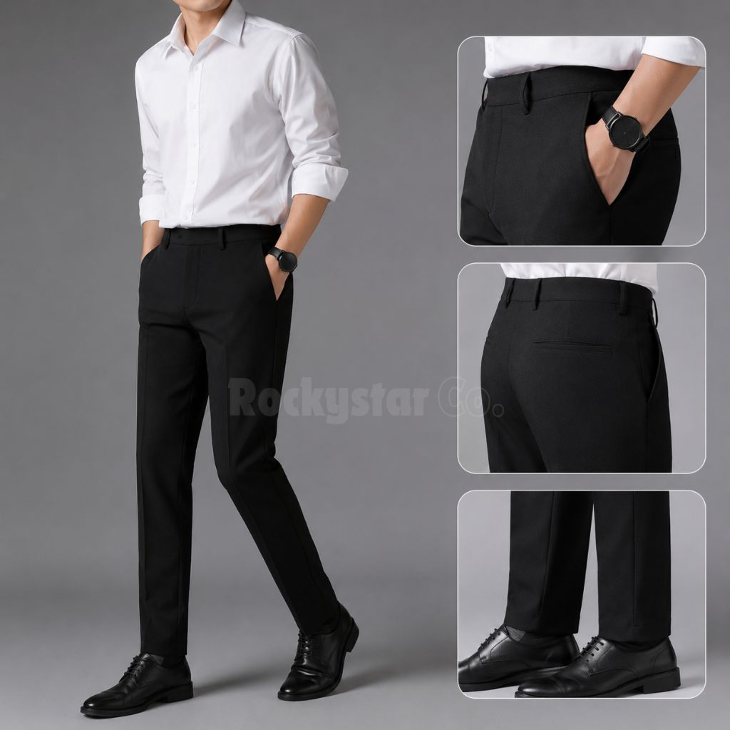 Celana Formal Slimfit Pria Bahan Semi Wool