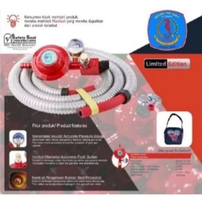 regulator gas otomatis kopana pertamina . isi ( 1 paket ) plus selang.