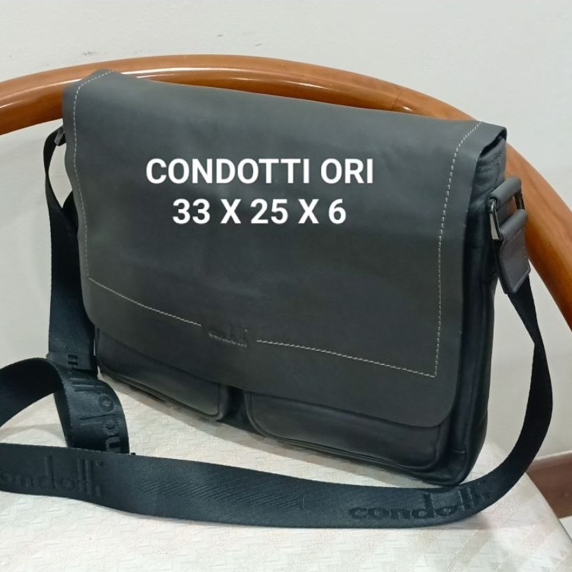 TAS KERJA SELEMPANG CONDOTTI ORIGINAL  KULIT ASLI