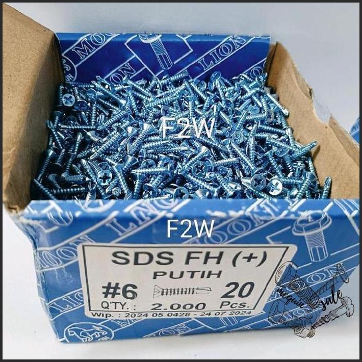 #6X20 SDS FH (+) 6X20 MOON LION SEKRUP DRILLING FH (+) PUTIH SKRUP ROOFING FH #6X20 6X3/4" TERBARU