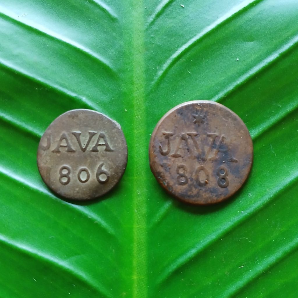 Koleksi Temuan Sungai 2 Biji Koin JAVA era Kolonial Th.1806 dan Th.1808