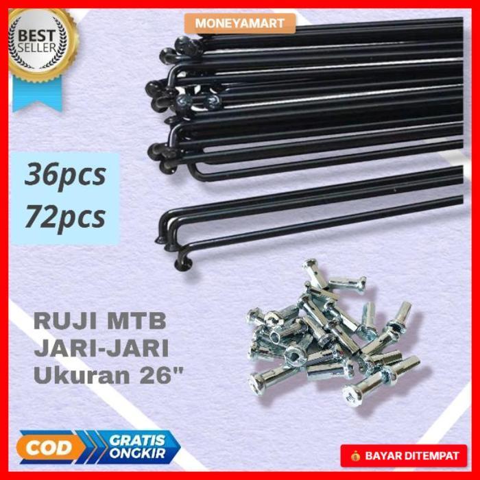 jari jari sepeda 26 hitam 14g 262 mm velg mtb fixie set ban ruji spoke 36pcs 72pcs 262mm