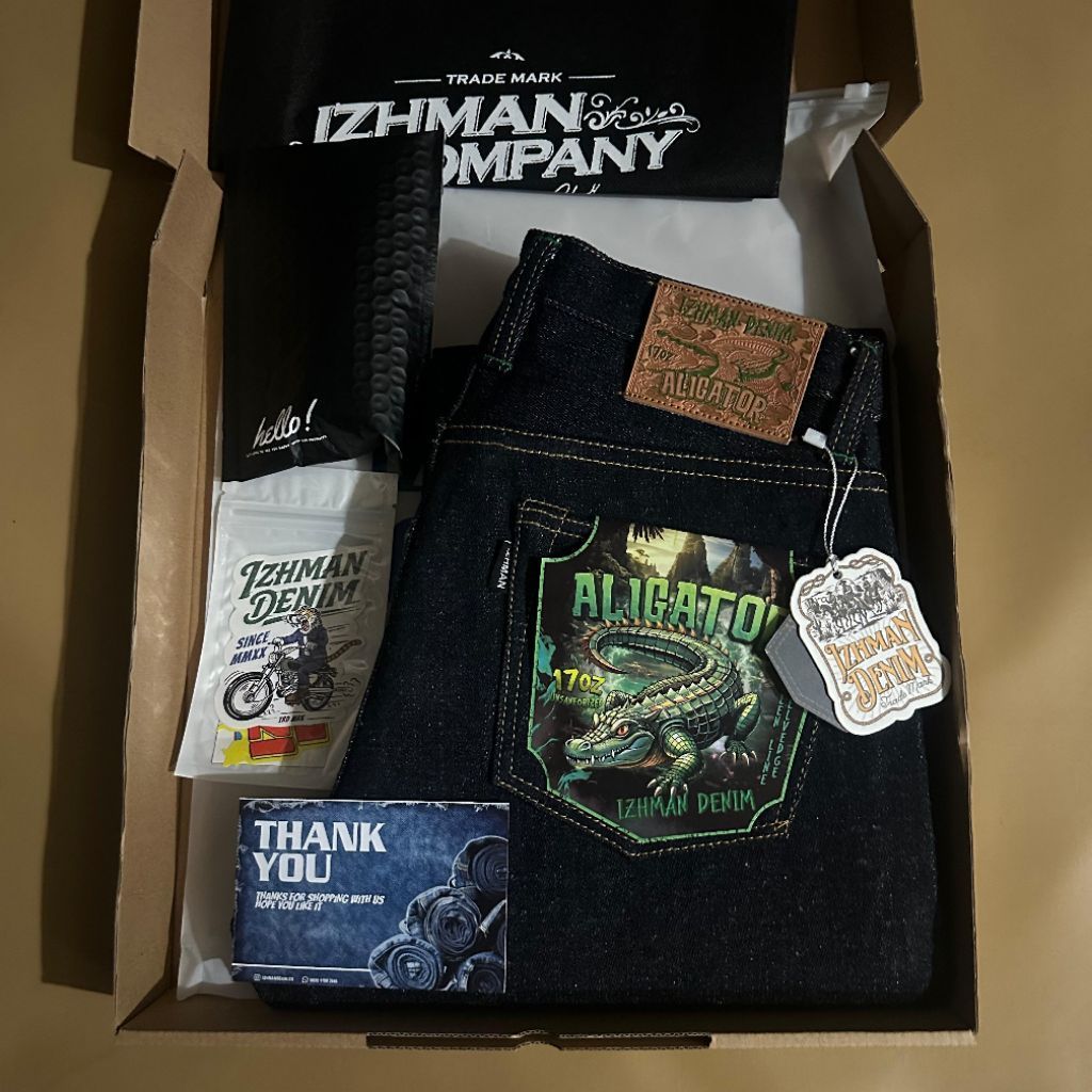 izhman denim aligator 17 oz