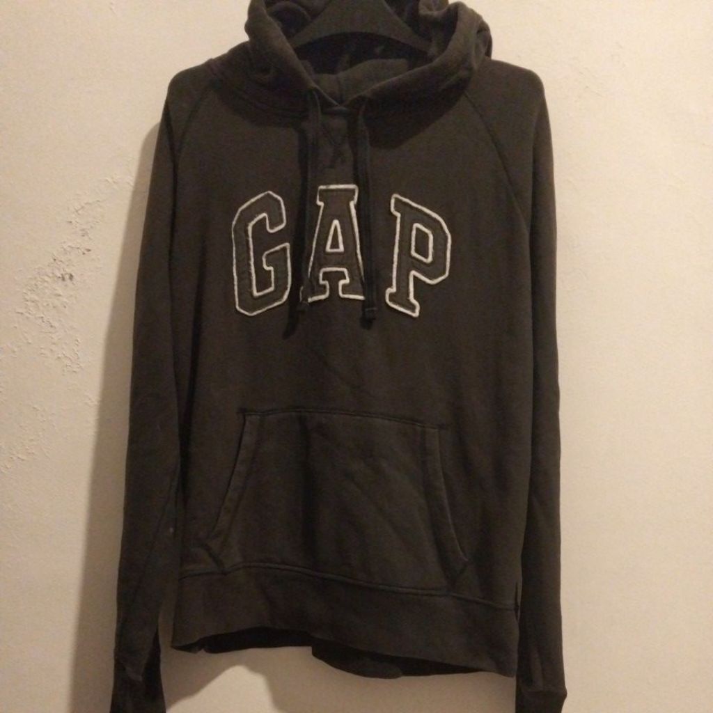 Hoodie GAP logo bahan coklat, L (H 104)