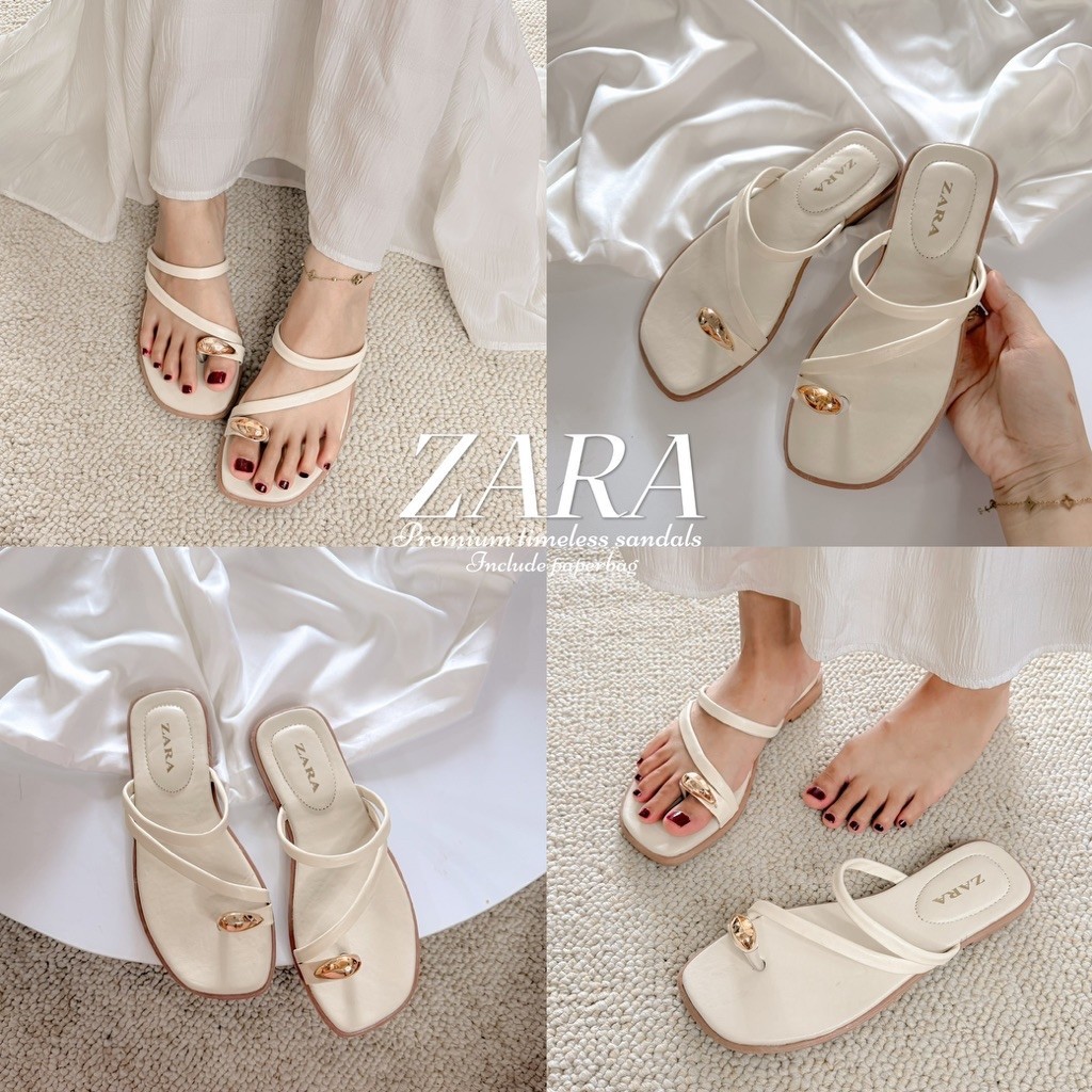 SANDAL ZARA FREE PAPERBAG | SANDAL FLAT WANITA PREMIUM KOREAN STYLE | SANDAL JEPIT ELEGANT ANTI SLIP