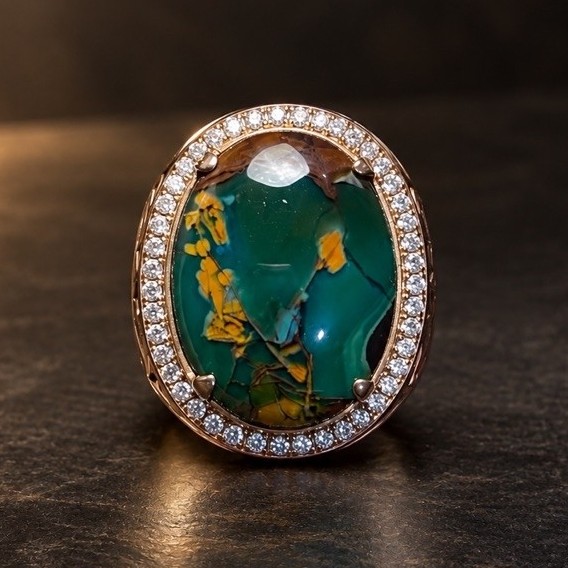 batu garut pancawarna / cincin batu garut pancawarna
