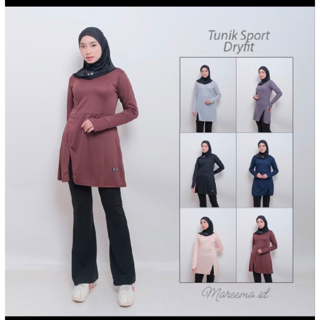 SILVIA Atasan Tunik Baju Olahraga Wanita Muslimah Sporty Baju Olahraga Tunik Atasan Sport Wanita Mus