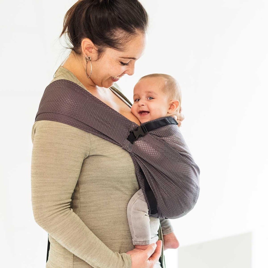 (preloved) mini monkey sling mesh carrier grey