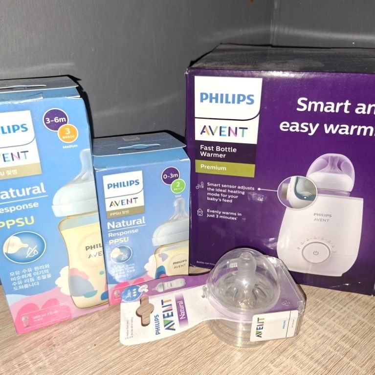 Paket (Philips AVENT SCF358/00 Penghangat Botol Bayi - Natural Response PPSU Baby Bottle 125ml / 4oz