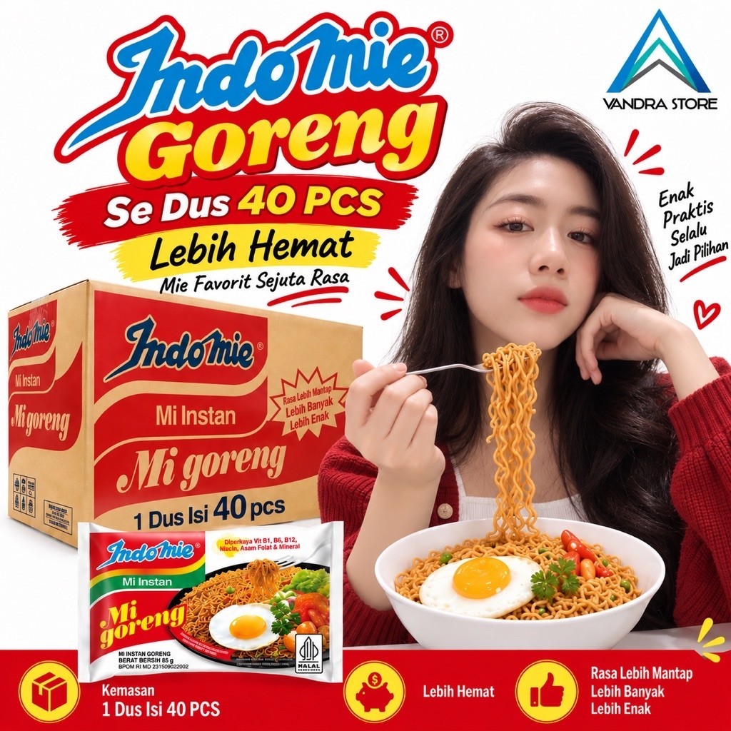 Indomie 1 Dus Isi 40 PCS Rasa Ayam Bawang Ayam Spesial Goreng Bisa Mix Rasa Mie Instan Grosir